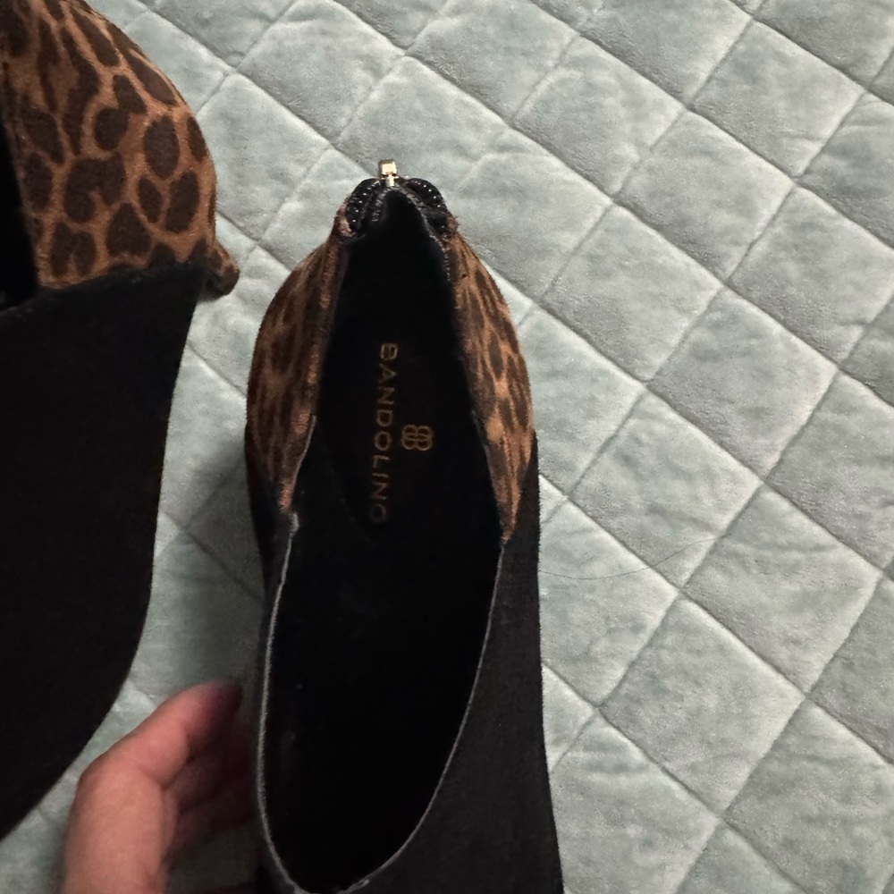 Bandolino Women's Black and Leopard Ankle Boots